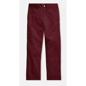 Polo Ralph Lauren Big Boys Logo Flat-Front Chino Pants Sz 16 Color Burgundy New